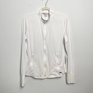 Tommy Bahama Golf White Textured Zip Front Jacket Large Nylon Stretch
